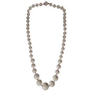 Clear Lucite Pools Balls, Tongue Clasp Beads Knotted Strand Necklace, E892